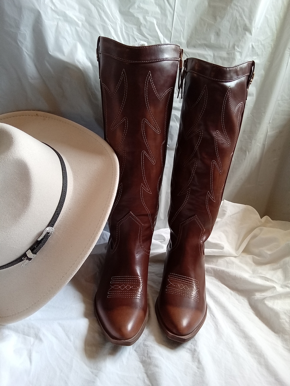 Sam & Libby Brown Leather Heeled Knee-High Boots